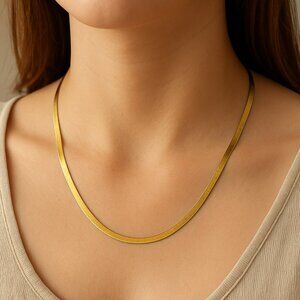 Mia Fiore 18K Gold Herringbone Necklace 18” Sterling Silver Made in Italy NWT